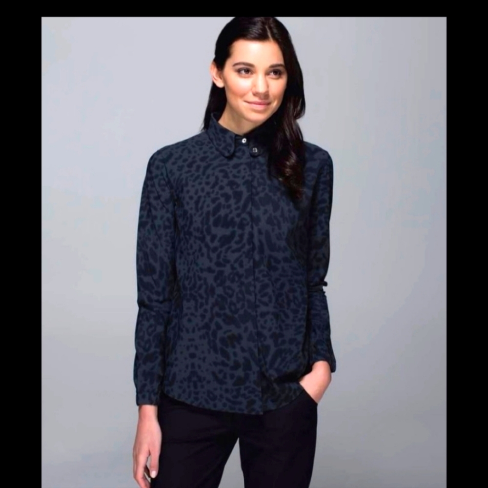 Lululemon Day Trip Blouse Animal Swirl Deep Coal Black